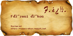 Füzesi Ákos névjegykártya
